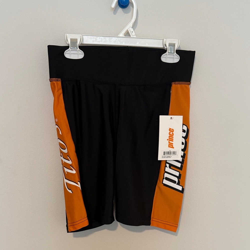 Prince Tito’s Women's Dynamic Black and Orange Bike Shorts